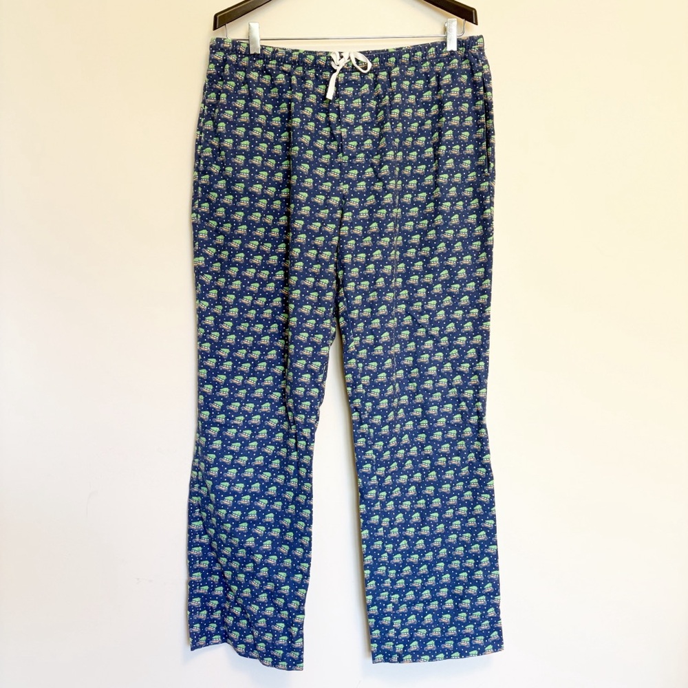 Vineyard Vines Men's Cotton Pajama Pants Christmas Tree Winter Car Print size L - Picture 1 of 8